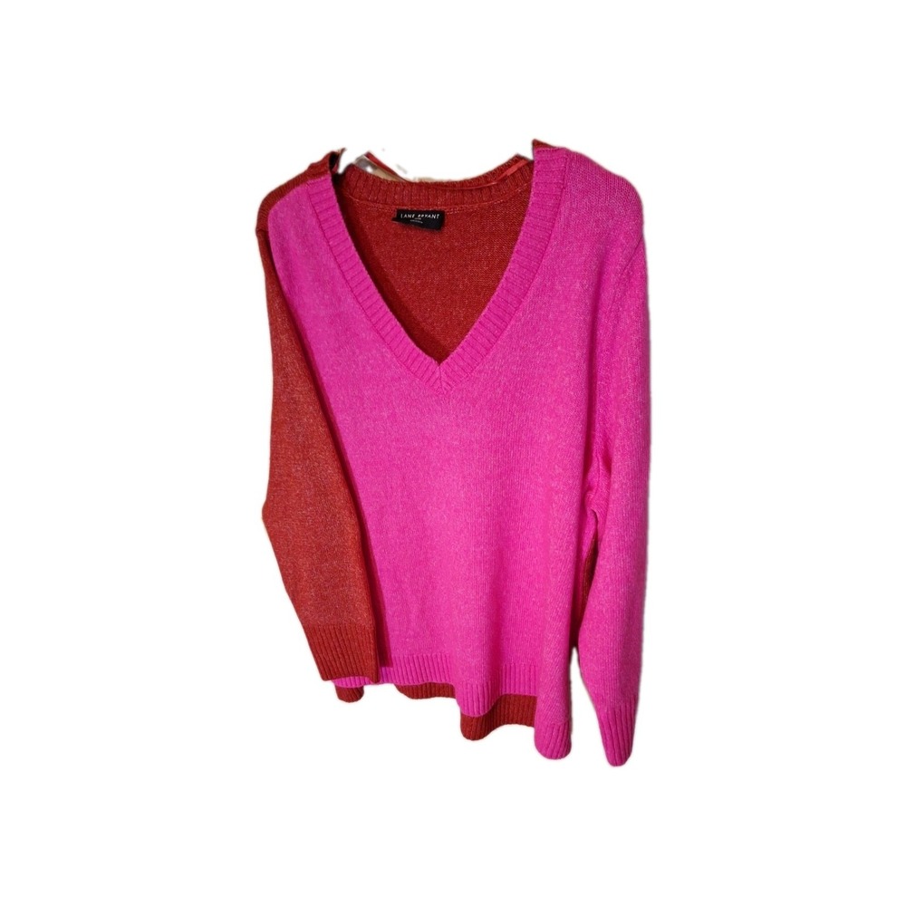 VYG  Lane Bryant Colorblock 26/28 Knit  Pullover V Neck Sweater Top 213
